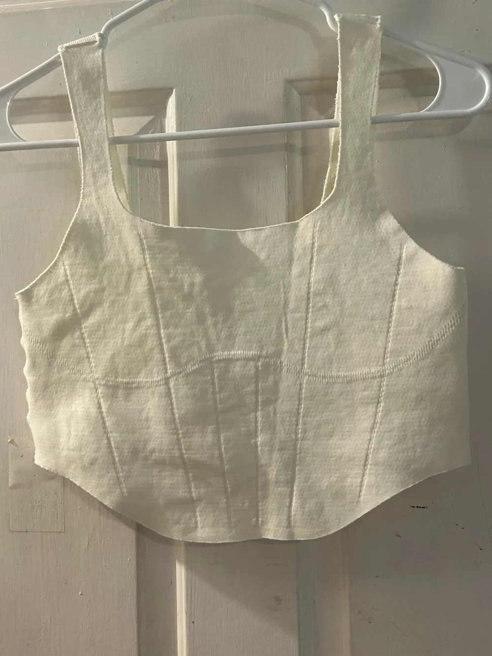 Free People Cream Square-Neck Cropped Tank